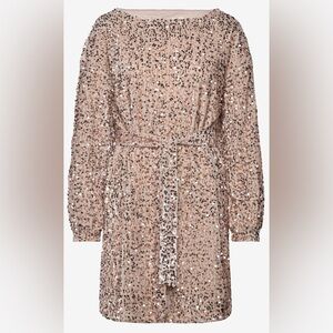 NO BELT - Vero Moda Curve Bella Boatneck Sequin Dress, Champagne, sz 2X